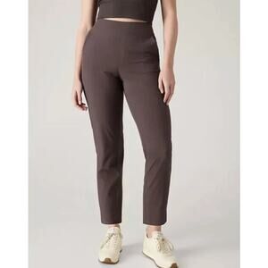 Athleta Brooklyn Rib Side Panel Featherweight Stretch Ankle Pull On Pant Brown 0